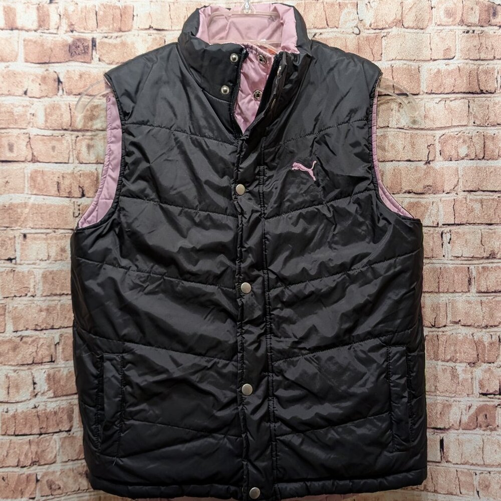 Puma Reversible Puffer Vest Black/Pink GIRLS Size XL